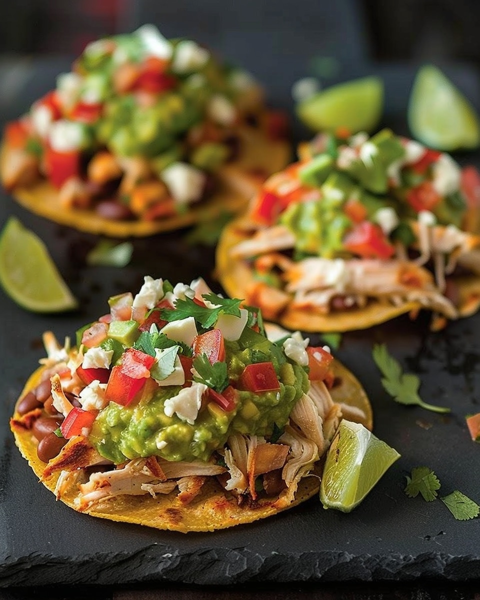 Family Favorite: Customizable Chicken Guacamole Bean Tostadas
